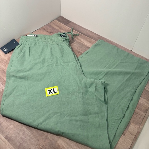 Women’s XL wide leg pull-on Linen Pants Gap light pale sage green *sku186 - Picture 8 of 13